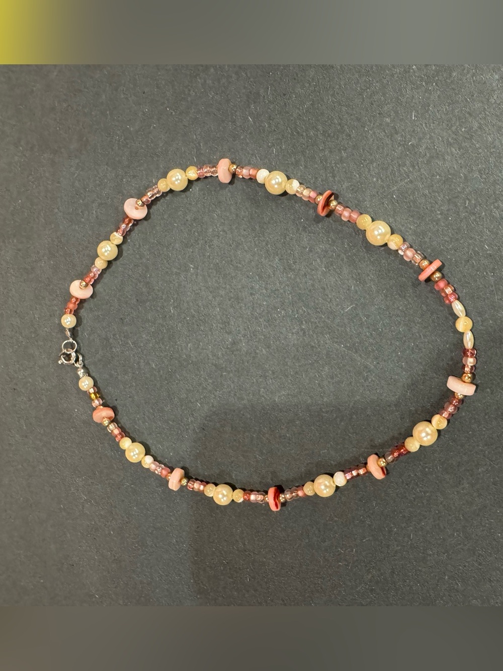 Handcrafted Pink and Peach Beaded Women's Necklace
